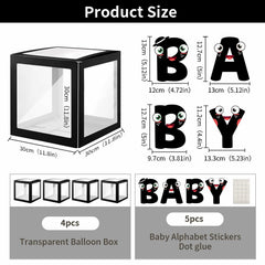 [Like New] Onteftshop Baby Boxes Letters Clear Black 4pcs Party Decorations