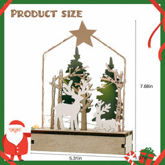 MYISUB Christmas Reindeer LED Wooden Ornaments Small 6.7x3.5x2.36 Inches