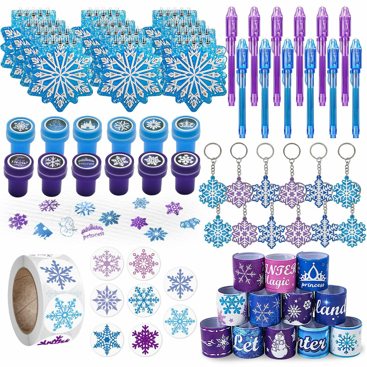 U-PTYTM Snowflake Birthday Party Favors Set Kids Girl Winter 12pcs Purple Blue