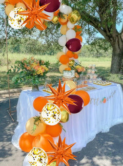 Qian's Party Fall Balloons 25pcs Burgundy Orange Gold Confetti Vintage