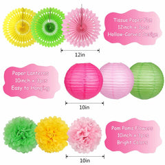 YUNXUAN Flamingo Pineapple Party Decorations Paper Lanterns Fans Pom Poms
