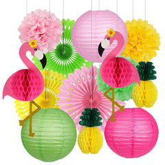 YUNXUAN Flamingo Pineapple Party Decorations Paper Lanterns Fans Pom Poms