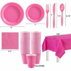 Suertestarry 102 Pcs Party Plates Napkins Set Rose Pink for 20 People