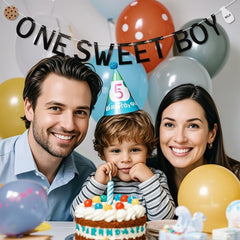 Lotoo One Sweet Boy Birthday Banner Milk Cookies Cardstock Partydcr01-1