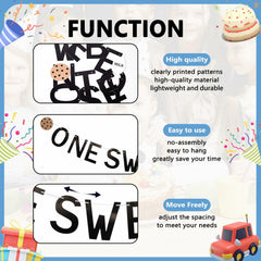 Lotoo One Sweet Boy Birthday Banner Milk Cookies Cardstock Partydcr01-1