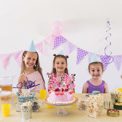 huizebaozhuang Pink Mouse Cake Topper Glitter Double-Sided Birthday Party