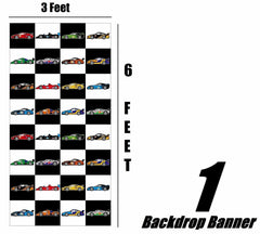 Race Car Party Supplies Set for 30 Kids Hats Bags Banners Swirls Backdrop