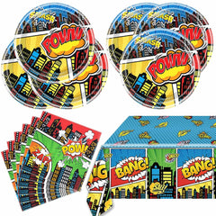 Generic 41pcs Blue Superheroes Birthday Party Tableware Plates Napkins Cloth