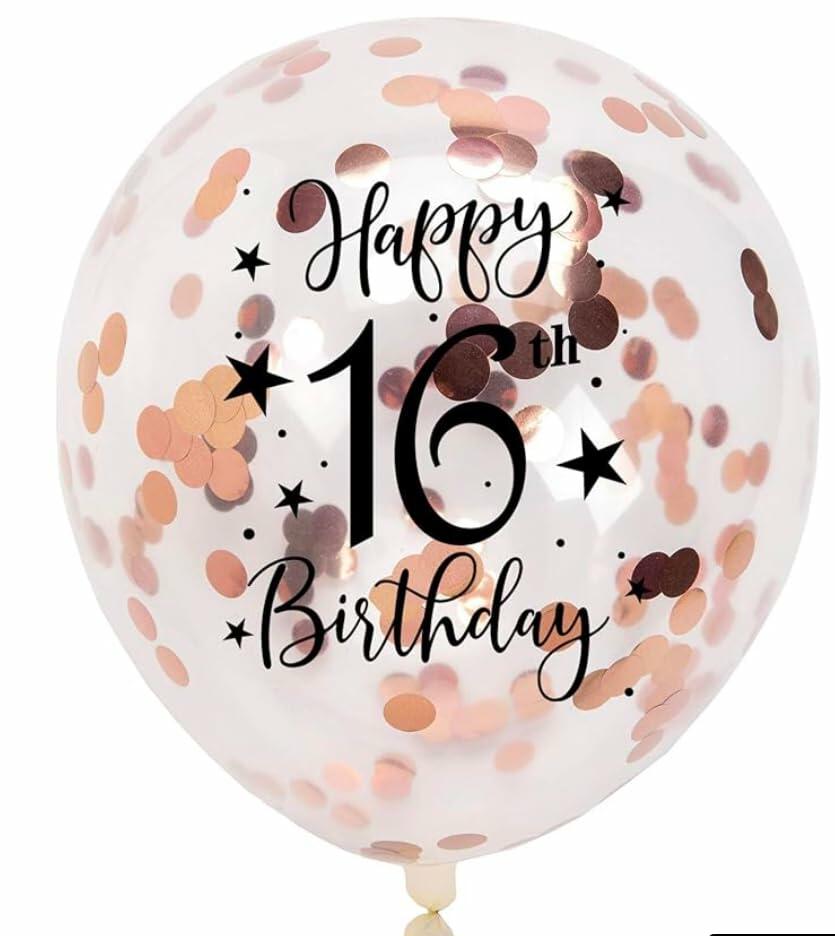 Generic Party Store Plus 16th Birthday Balloons 15pc 12in Rose Gold Confetti