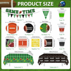 Yavxzvbw Football Party Plates Tablecloth Decor Supplies Green Birthday