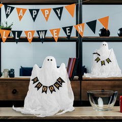 Janinka 2 Pcs Mesh Halloween Ghost Decorations Spooky White Centerpiece