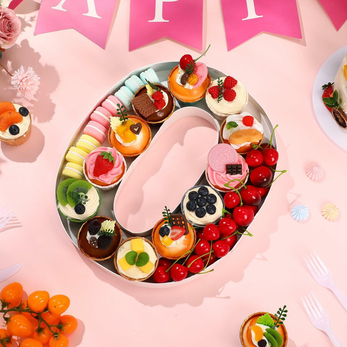 13.7" Cardboard Number 0 Photo Booth Prop White Birthday