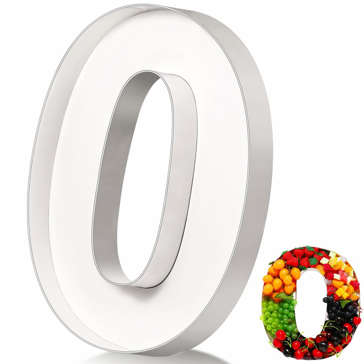 13.7" Cardboard Number 0 Photo Booth Prop White Birthday