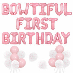 Pink Bow 1st Birthday Balloons Kit Girls Party Supplies Foil Latex Decor