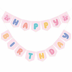 Marspark Blue Dog Birthday Banner with Daisy Flowers Pastel Colorful