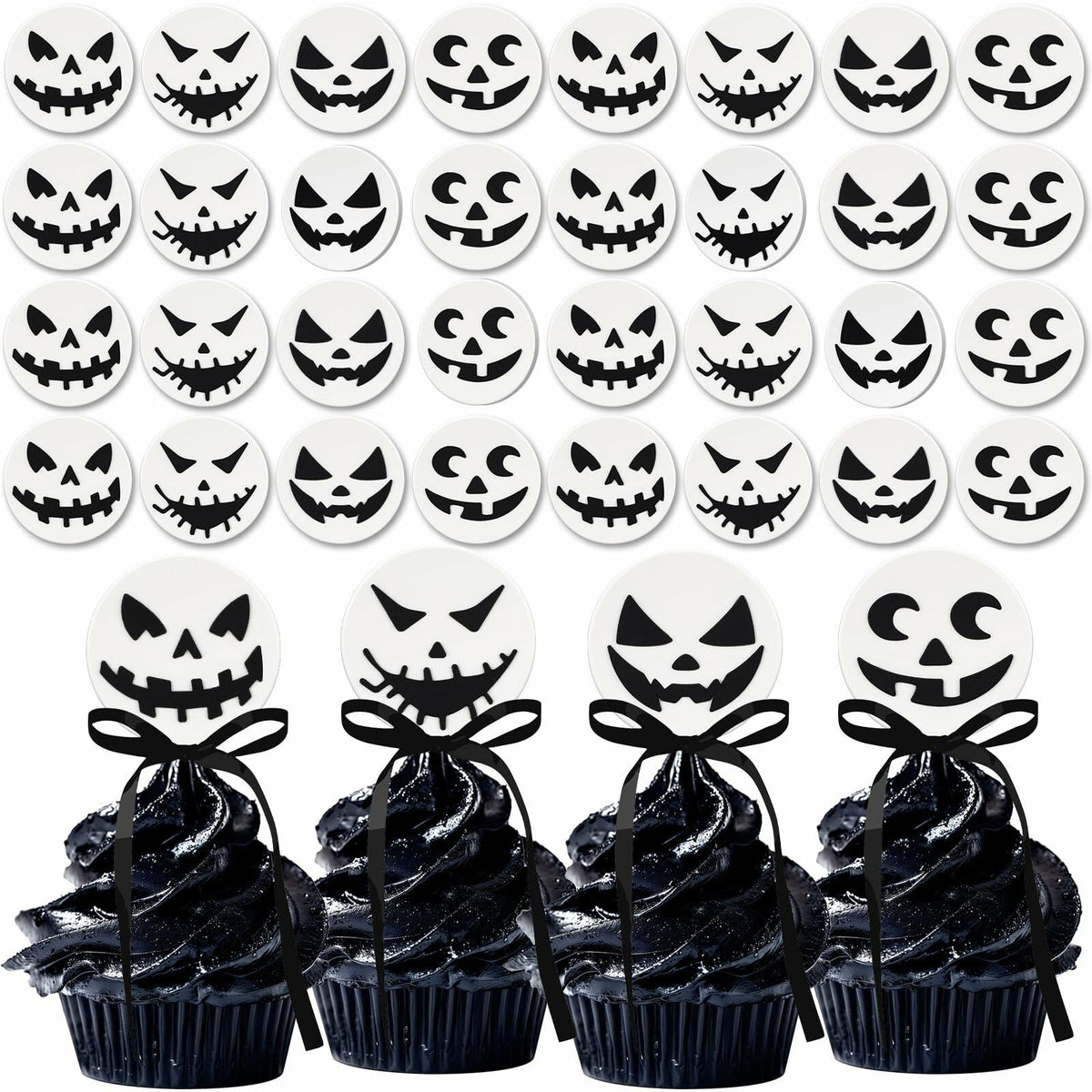 Halloween Ghost Cupcake Toppers Rings 48 Pack Party Supplies