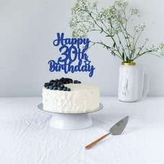 Gyufise Happy 30th Birthday Cake Topper Glitter Blue 1Pc