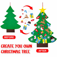 IHESPABLD 3Ft DIY Felt Christmas Tree Set Green 26 Ornaments for Kids