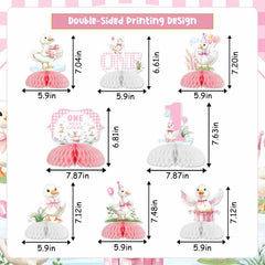 Jollyboom Goose Birthday Decorations 8pcs Pink 1st Birthday Table Decor