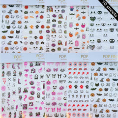 Halloween 5D Nail Art Decals Spider Web Ghost 3D Self Adhesive 2 Sheets