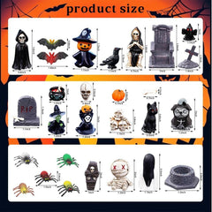 Halloween Mini Figurines 32 Pcs Resin Ornaments Miniature Garden Decor