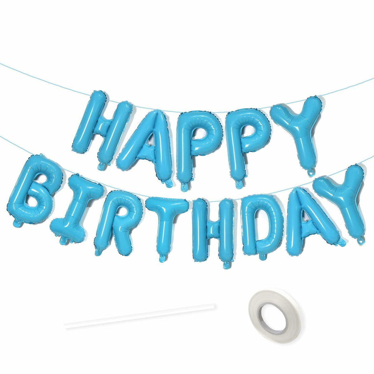 16in Pearl Blue Happy Birthday Balloon Banner Nylon Party Decor