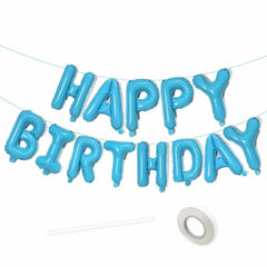 16in Pearl Blue Happy Birthday Balloon Banner Nylon Party Decor