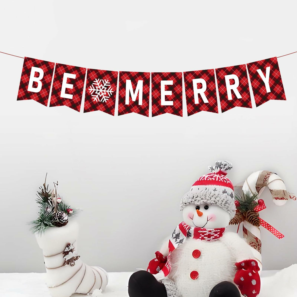 Merry Christmas Banner Glitter Holiday Party Decorations RED