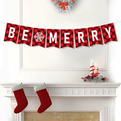 DONCIDAY Merry Christmas Banner Glitter Holiday Party Decorations RED