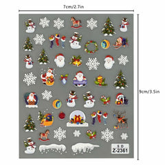 Namrec Christmas Nail Decals 5D Embossed Tree Santa Snowflake 2 Sheets