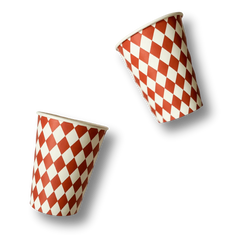 Orange Bavarian Checkered Cups (8pcs)