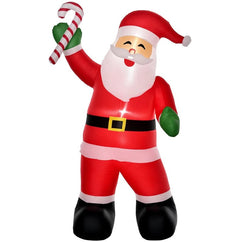 Outdoor Inflatable Santa Claus with Candy Cane, 8-Foot, LED Lights