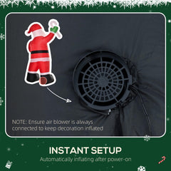 Outdoor Inflatable Santa Claus with Candy Cane, 8-Foot, LED Lights