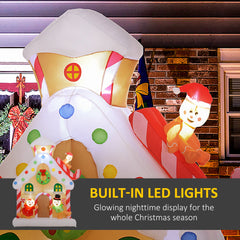 Outsunny 7FT Christmas Inflatable Gingerbread House, Giant Christmas Inflatables, Huge Blow Up Christmas Decorations with Built-in LED Lights for Indoor, Outdoor, Yard, Party