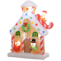 Outsunny 7FT Christmas Inflatable Gingerbread House, Giant Christmas Inflatables, Huge Blow Up Christmas Decorations with Built-in LED Lights for Indoor, Outdoor, Yard, Party
