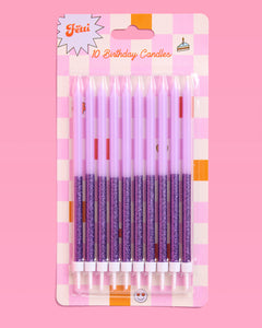 Purple Glitter Candles - 10 birthday candles