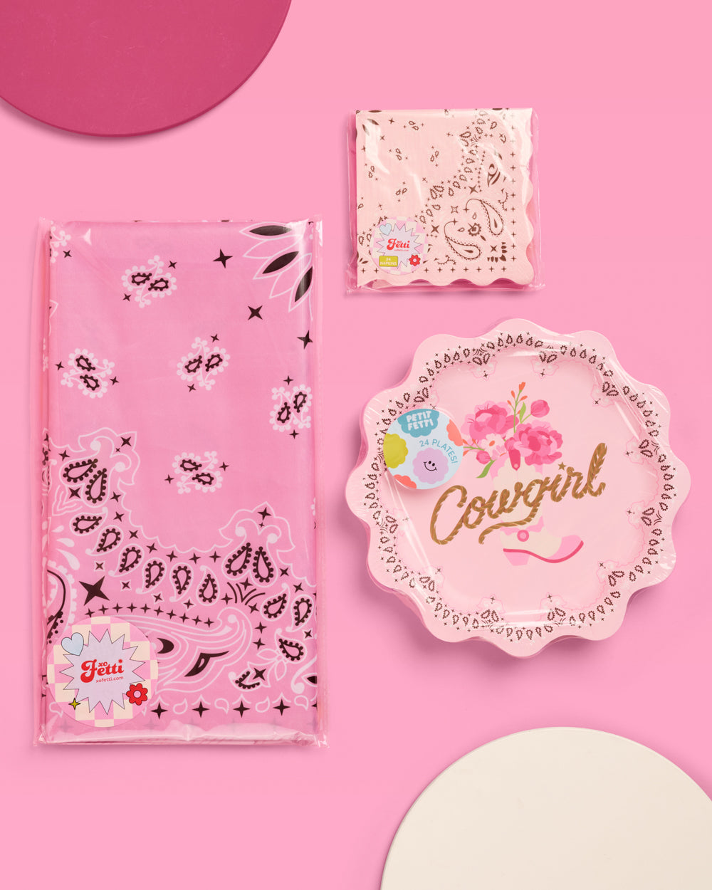 Cowgirl Trio - tablecloth, napkins, + plates