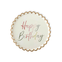 Pastel Scalloped Happy Birthday Salad Plate, 12pcs