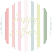 Pastel Striped Happy Birthday Scalloped Plate, 16pcs