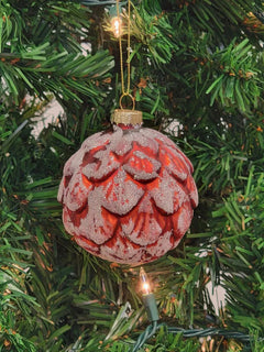 Red Pinecone-Shaped Glass Christmas Ornament F07M7-13-LH76-23148