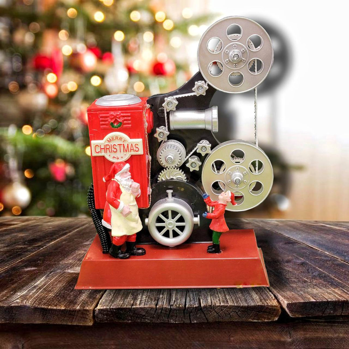 Santa with Movie Projector Christmas Village