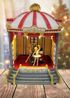 Festive Carousel Miniature Music Box. Theatre Christmas Village