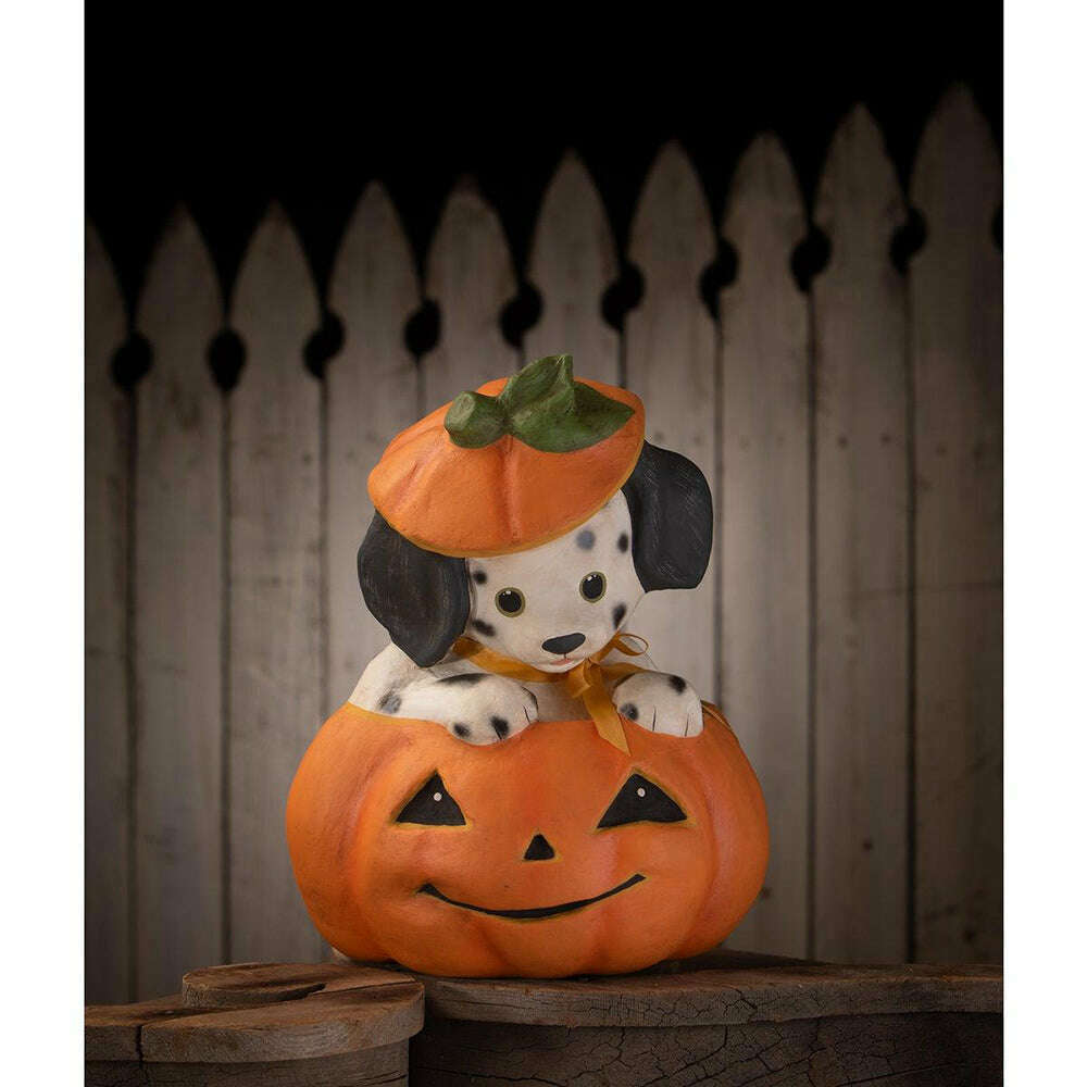 Poppy Puppy in Pumpkin Halloween Decor by Bethany Lowe Designs