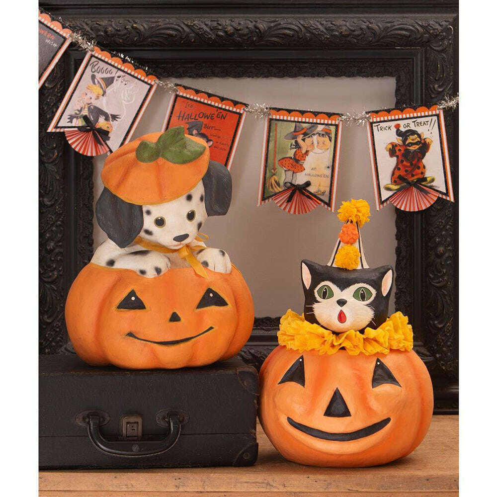 Poppy Puppy in Pumpkin Halloween Decor by Bethany Lowe Designs