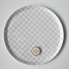 Premium Checkered Light Gray Plate (8pcs)