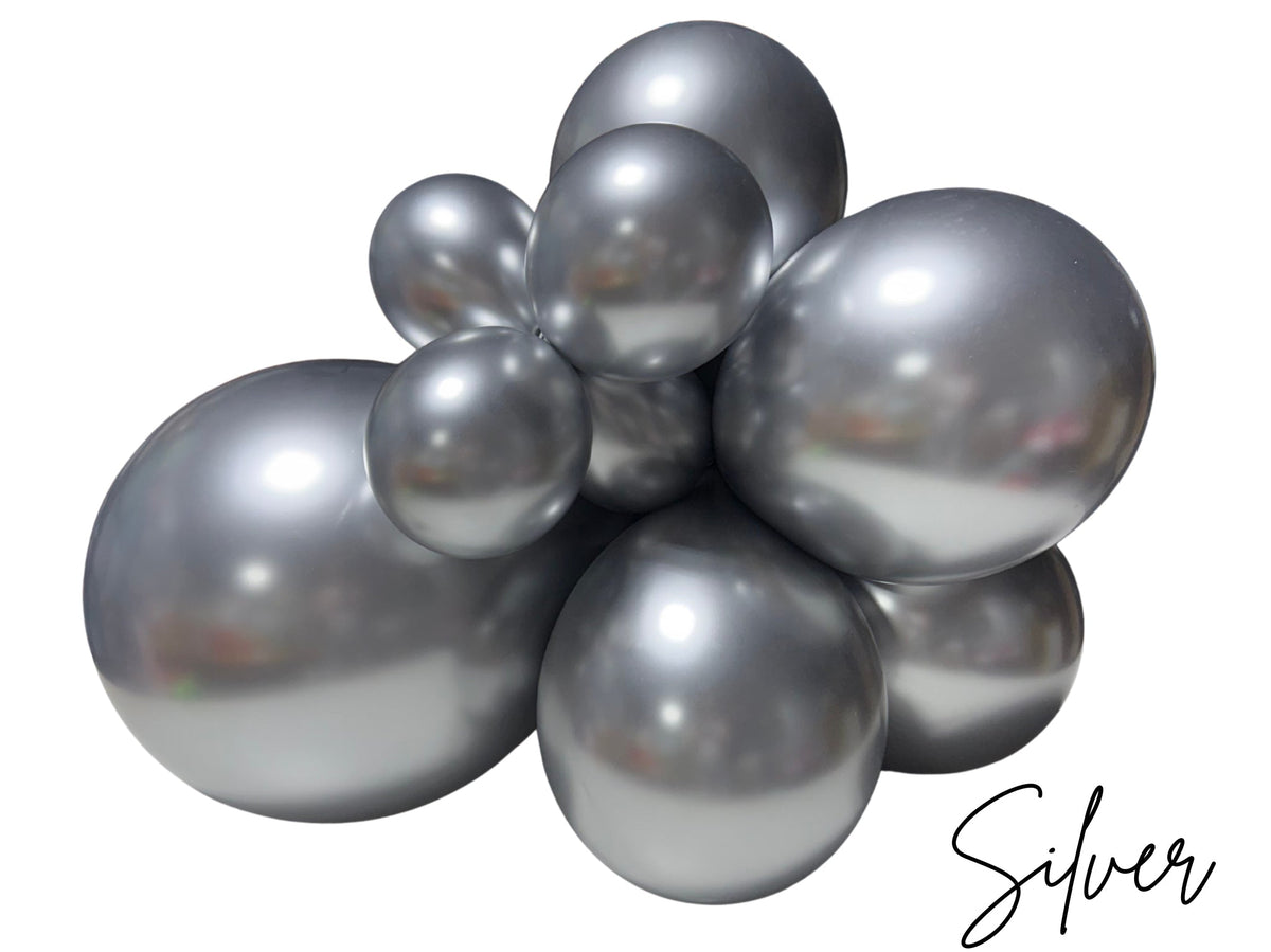 Premium Silver Latex Balloon Cluster (5", 11” and 17”)