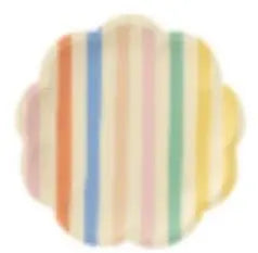 Pretty Pastel Striped Scalloped Dinner Plates S16