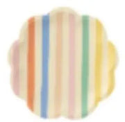 Pretty Pastel Striped Scalloped Dessert Plates S16