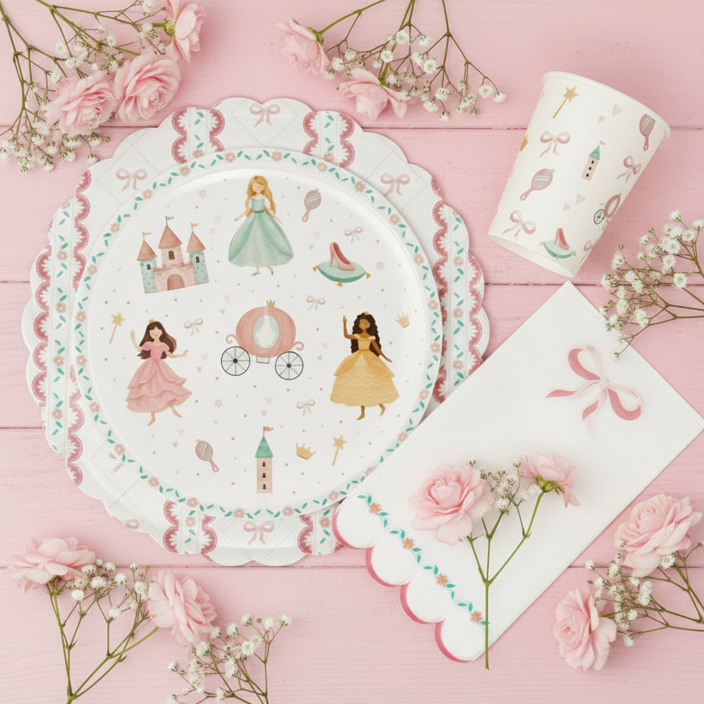 Princess Birthday Party Supplies Kit – Girls Royal Party | Plates, Cups, Napkins | Party in a Box