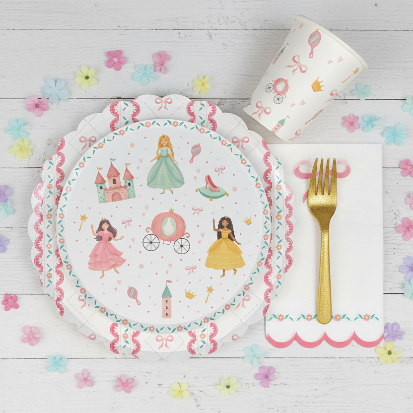 Princess Birthday Party Supplies Kit – Girls Royal Party | Plates, Cups, Napkins | Party in a Box
